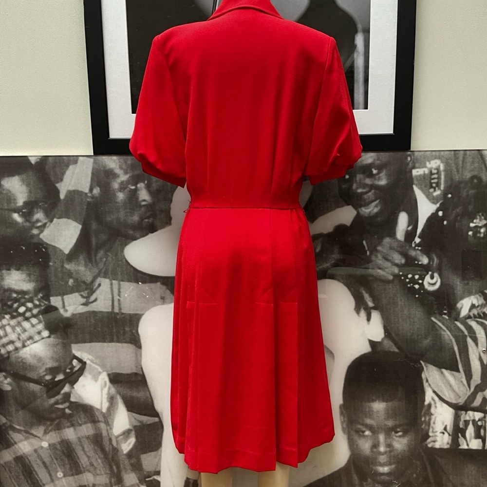 Shirt dress bright Red Emporio Oleg Cassini button down - Picture 8 of 11